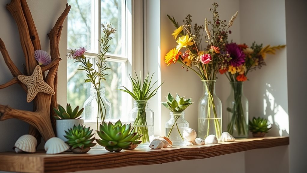 nature inspired shelf decor ideas