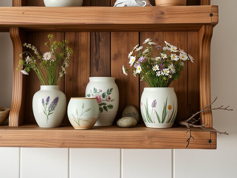 nature themed decorative shelf art