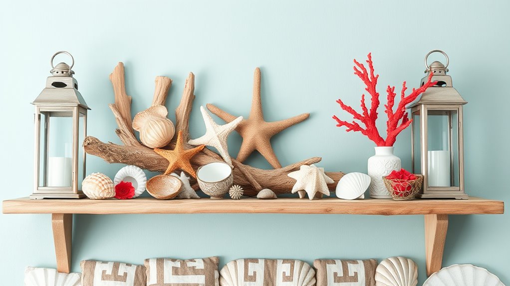 nautical summer shelf decor