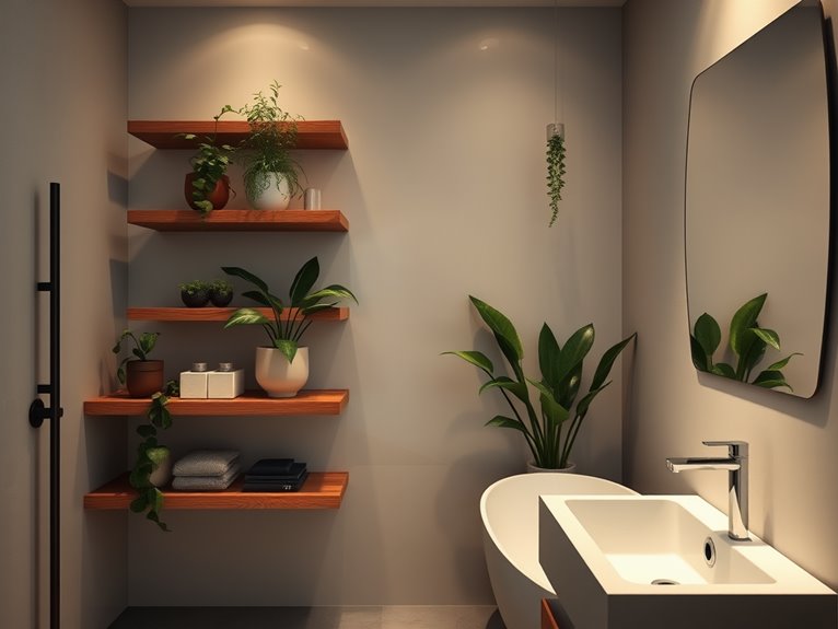 plants on floating shelves