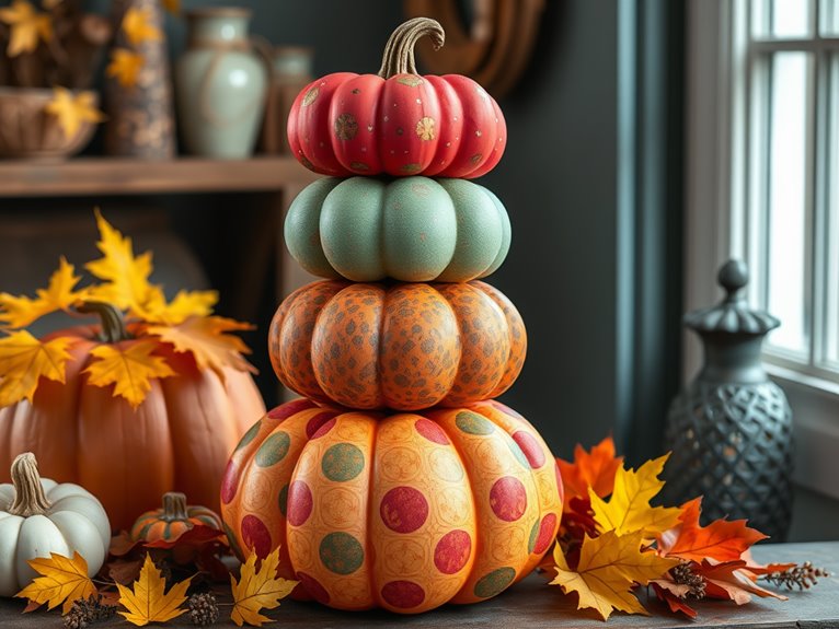 playful pumpkin tower creation