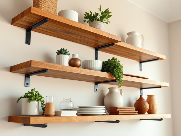 preparing wooden shelf installation