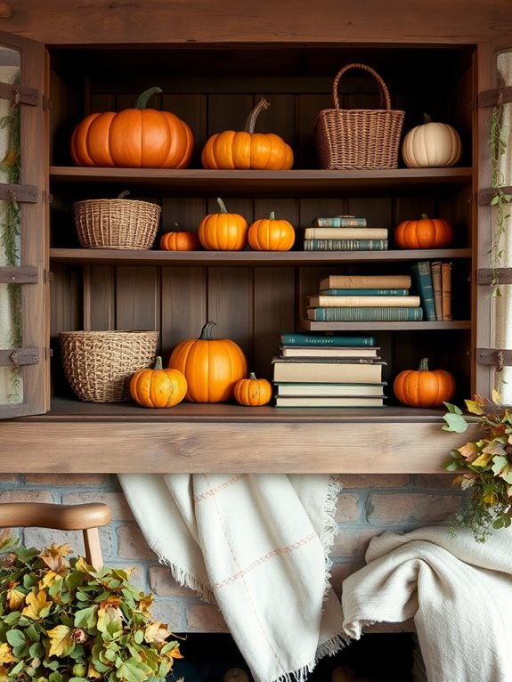 rustic fall shelf decor