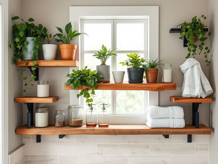 rustic reclaimed wood shelves