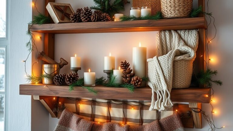 rustic winter shelf decor