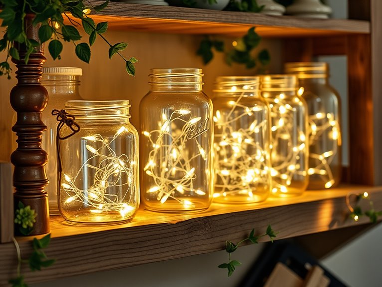 sparkling illuminated glass jars