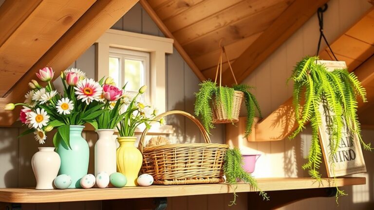 spring attic shelf decor