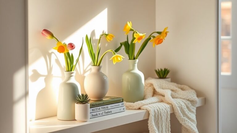 spring bedroom shelf decor