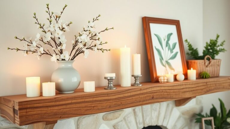 spring fireplace shelf decor