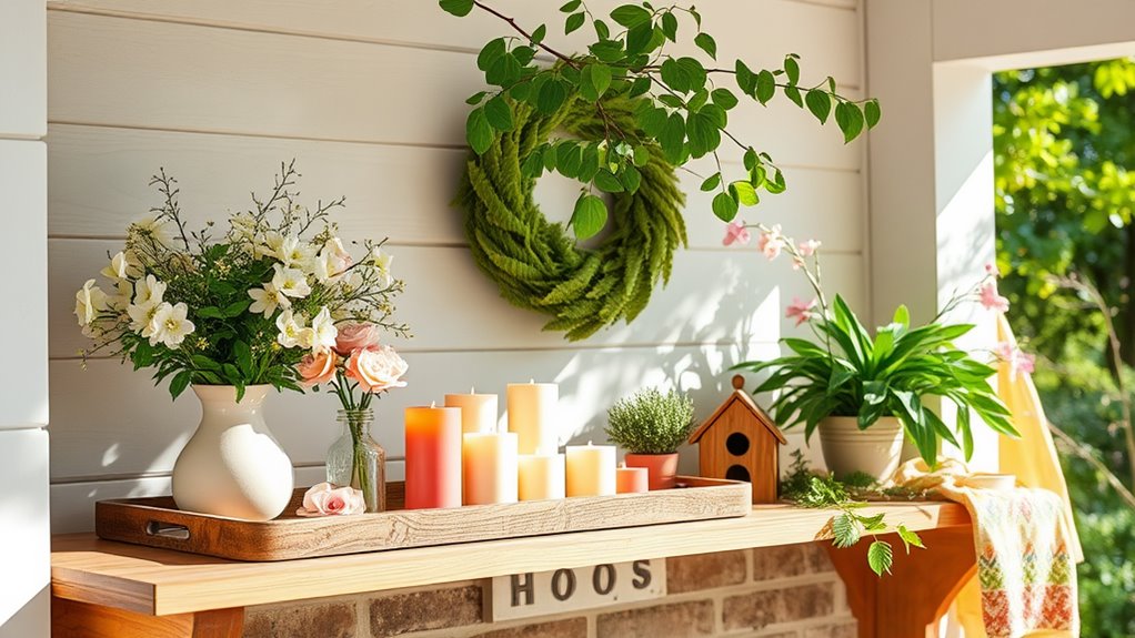 spring porch shelf decor