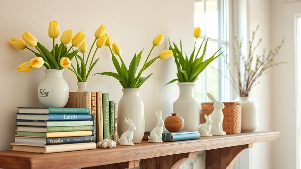 spring shelf decor selection