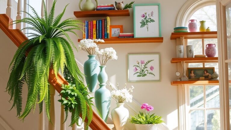 spring staircase shelf decor