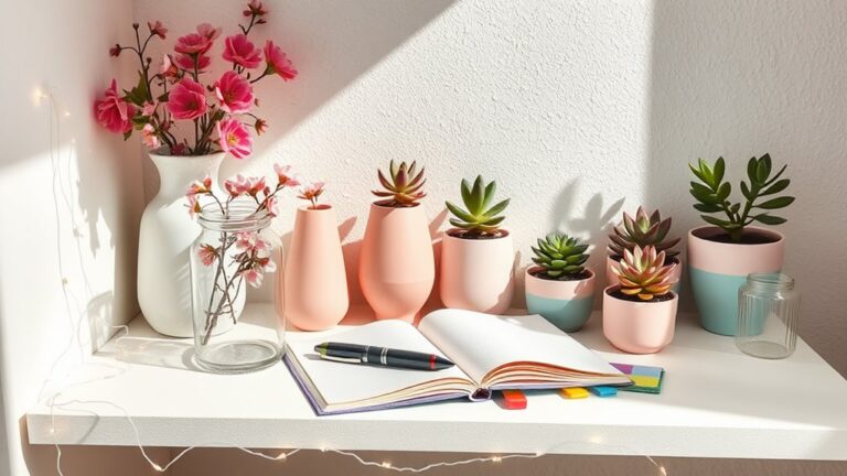 spring study shelf decor