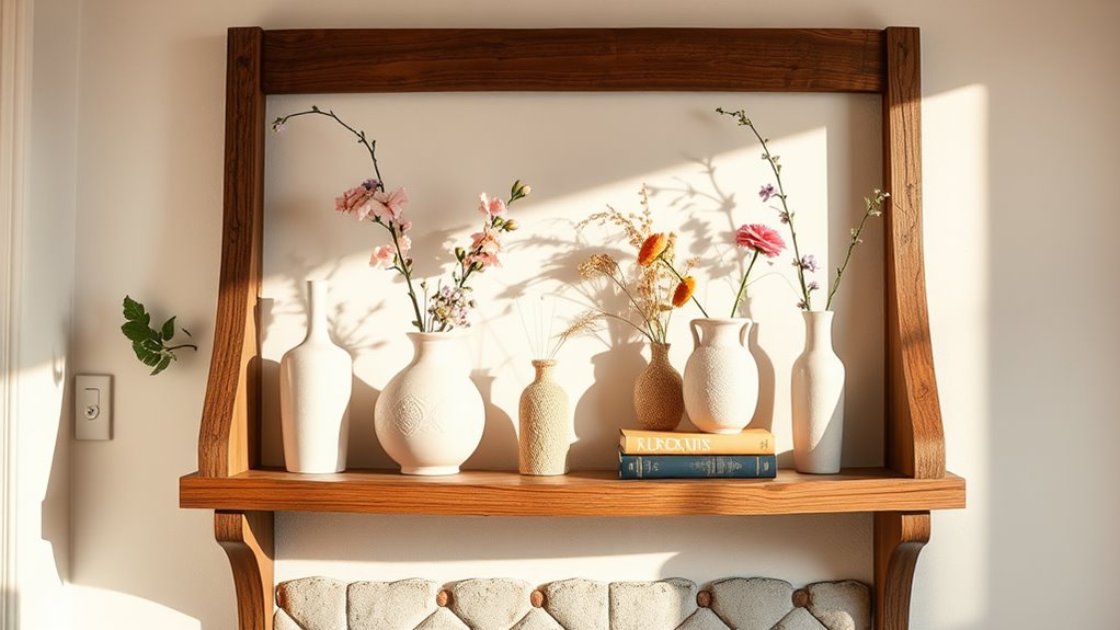spring vintage shelf decor