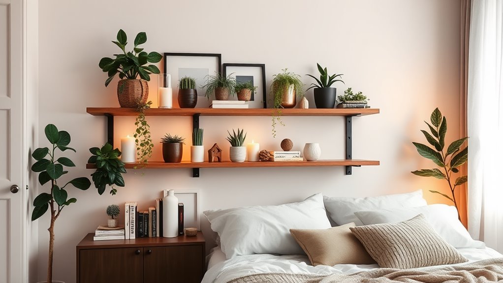 stylish bedroom shelf decor