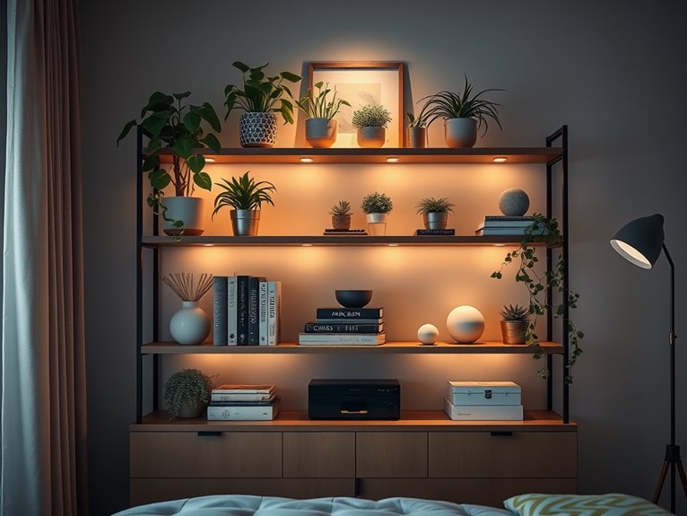 stylish bedroom shelf decor