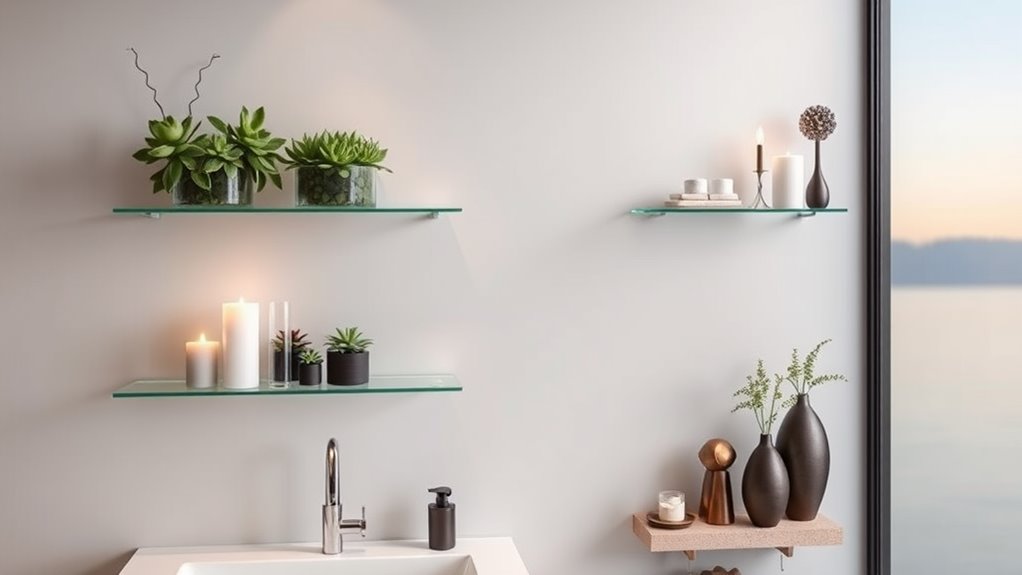 stylish glass shelf decor