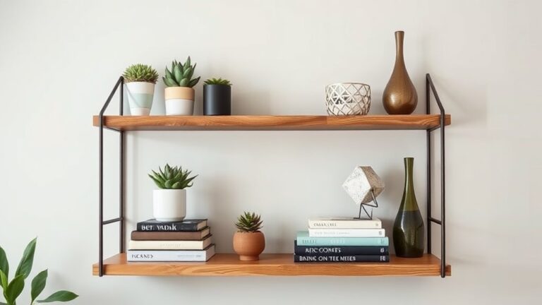 stylish wooden metal shelves