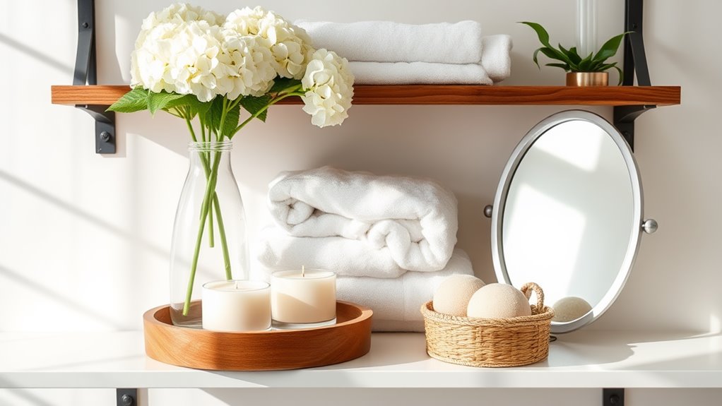 summer bathroom shelf decor