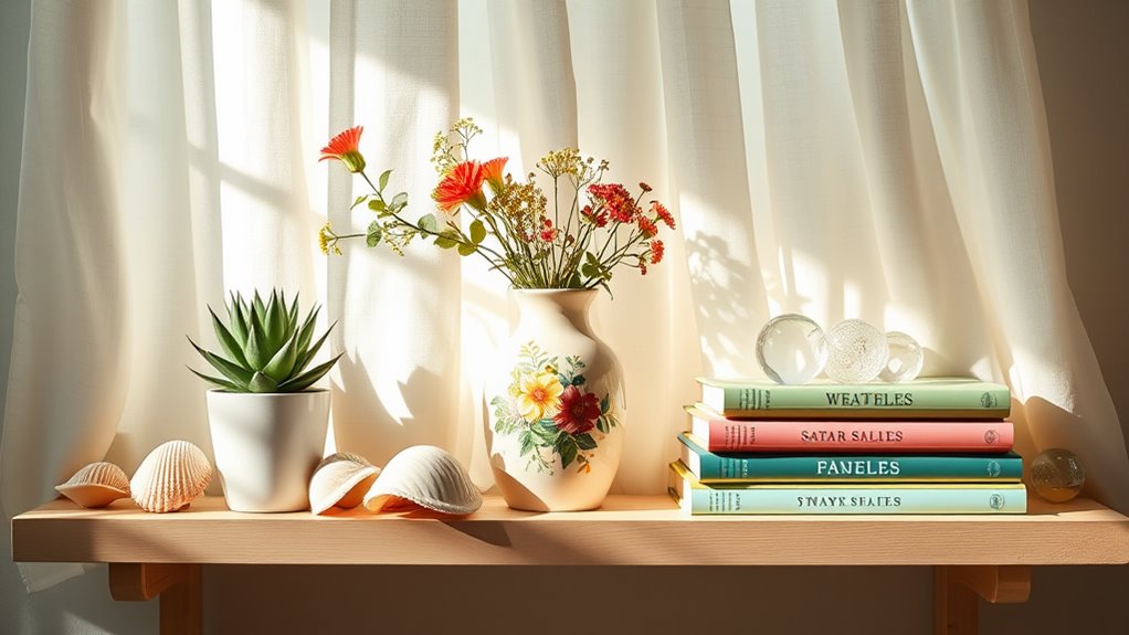 summer bedroom shelf decor