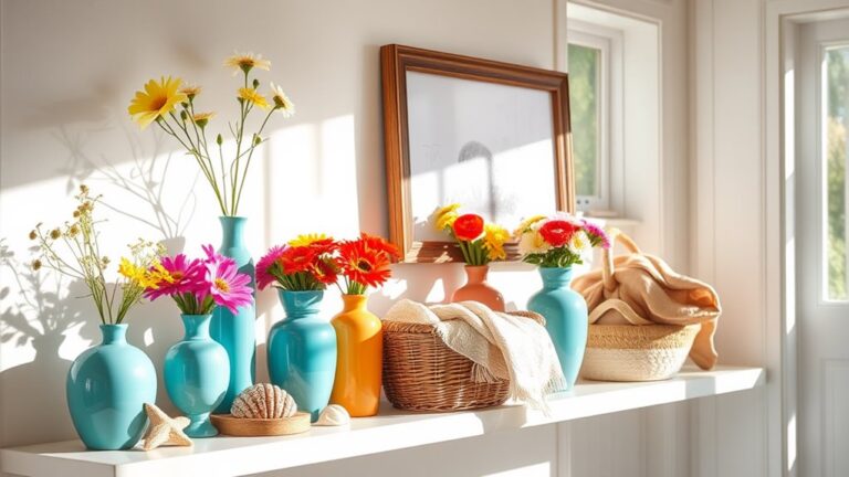 summer hallway shelf decor