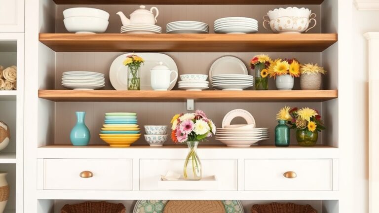 summer open shelving decor