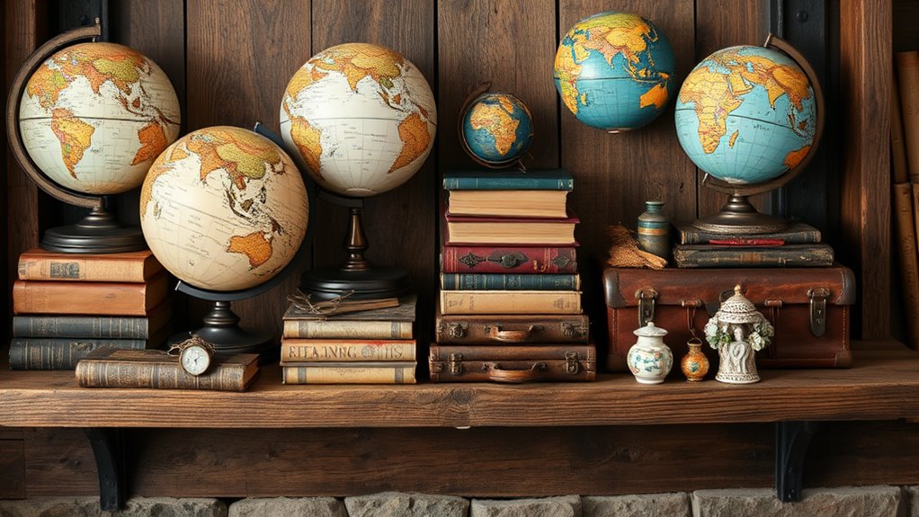 travel themed shelf decoration ideas