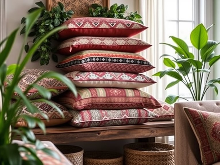 vibrant ethnic design cushions