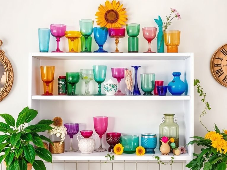 vibrant glassware design accents