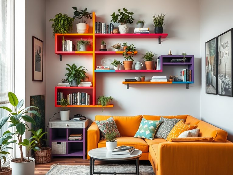 vibrant shelving design ideas