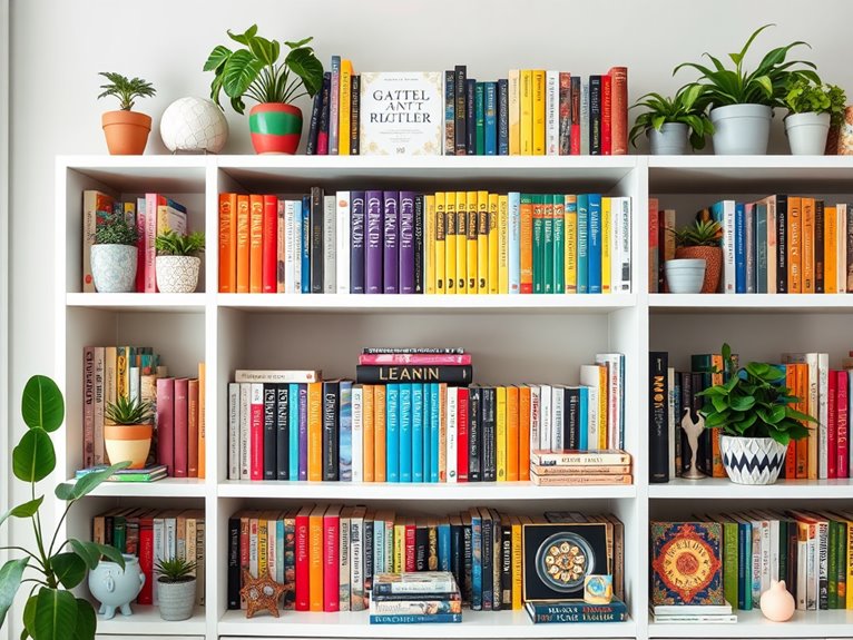 vibrant stacked book displays