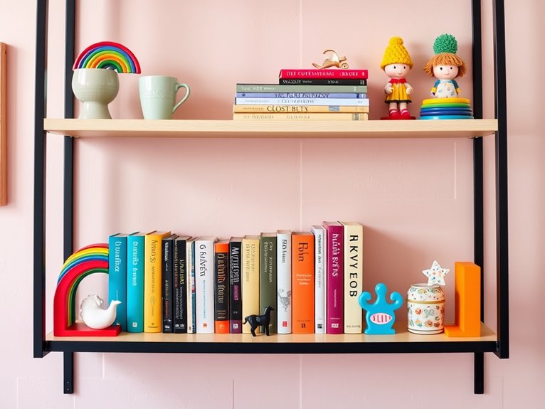 vibrant stacked book displays