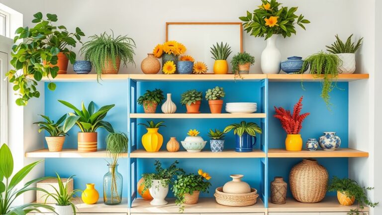 vibrant summer shelf decor