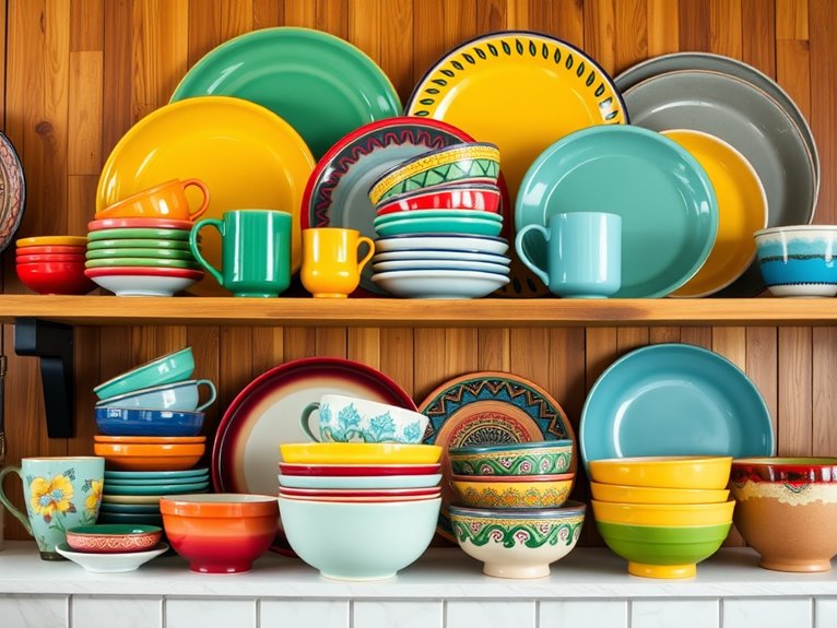 vibrant tableware enhances dining