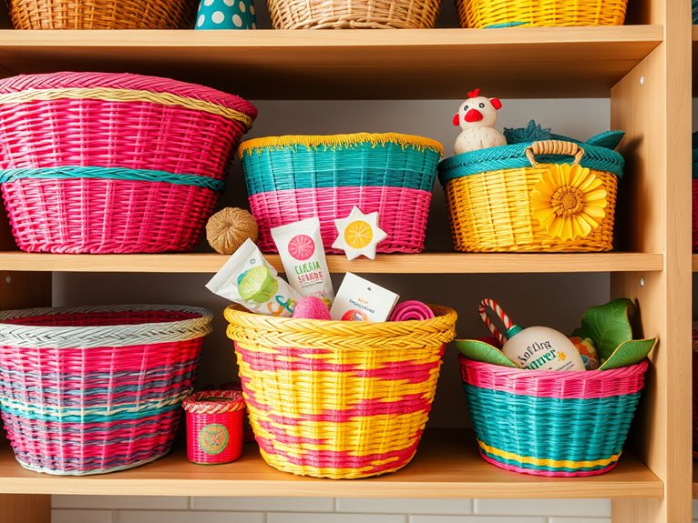 vibrant woven storage containers