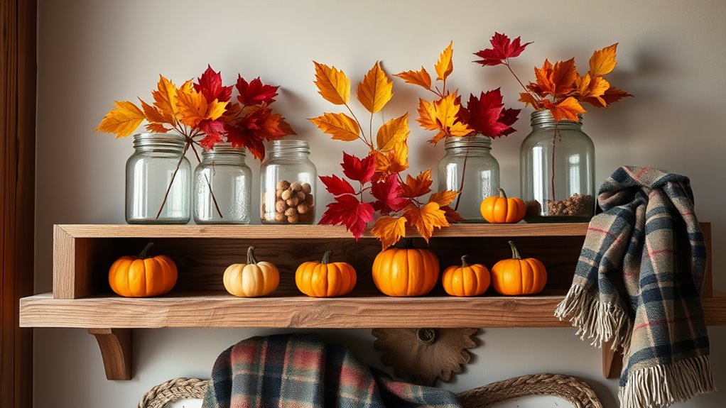 vintage autumn shelf decorations