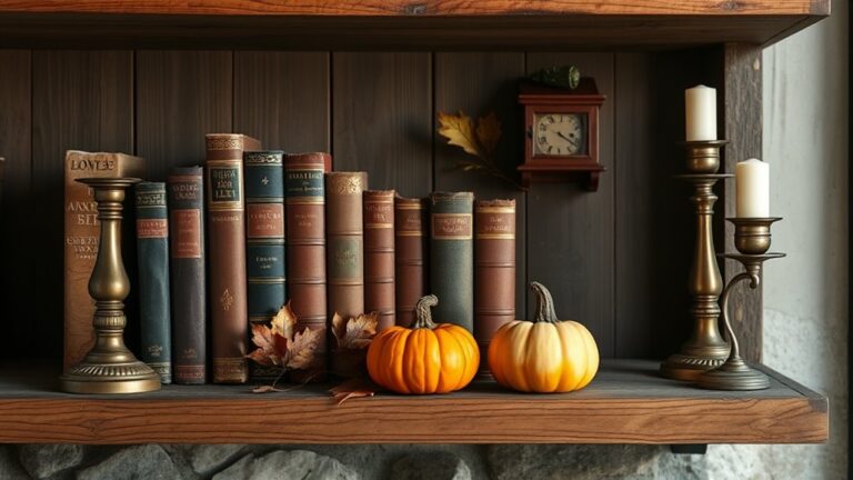vintage fall shelf decor