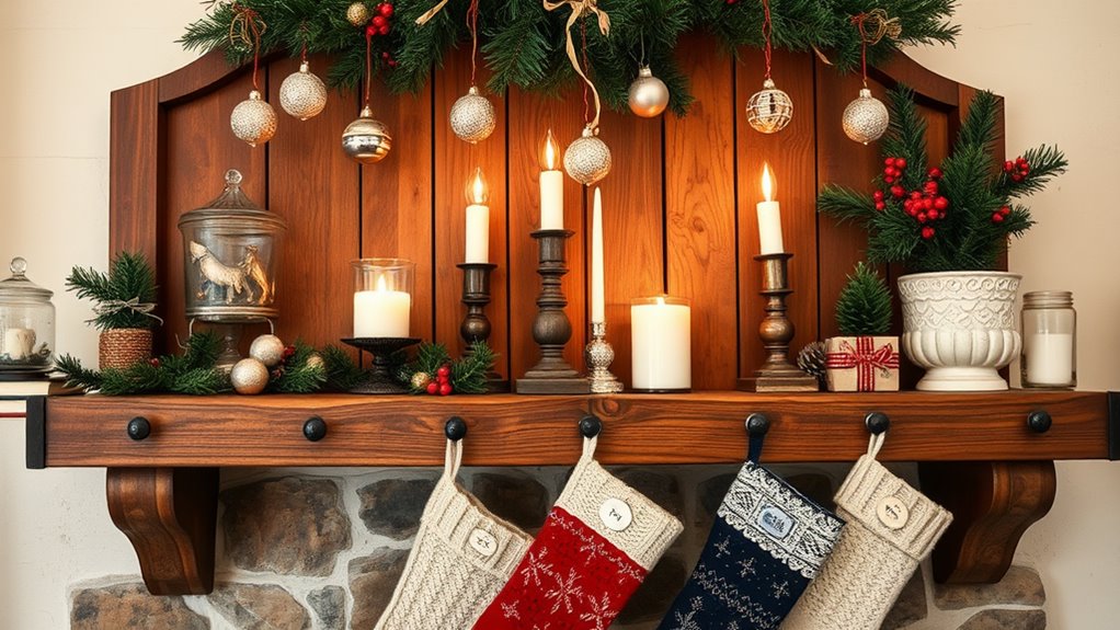 vintage holiday shelf decorations