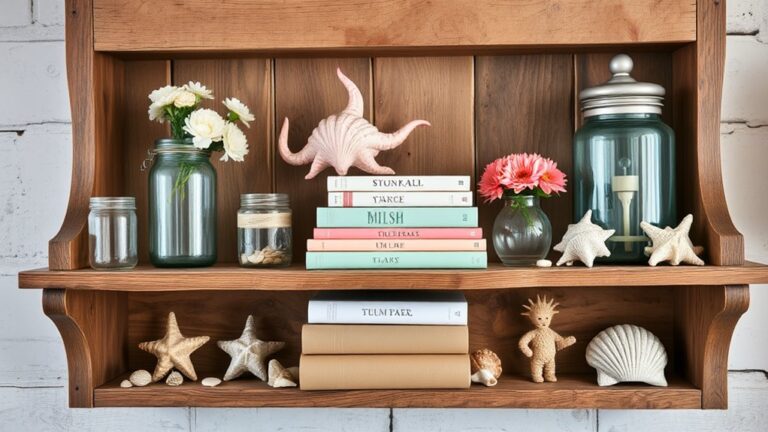vintage summer shelf decor