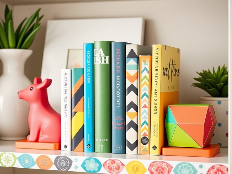 whimsical colorful bookends design