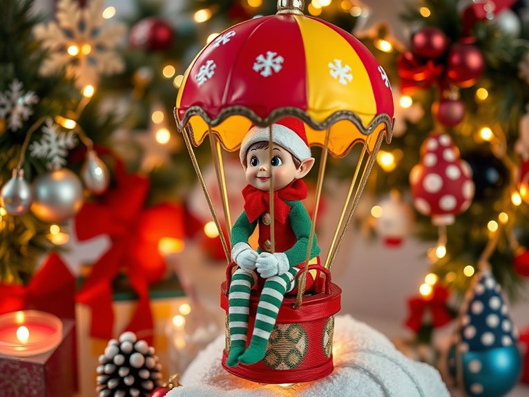 whimsical elf in balloon