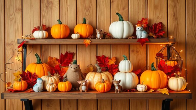 whimsical fall shelf decor