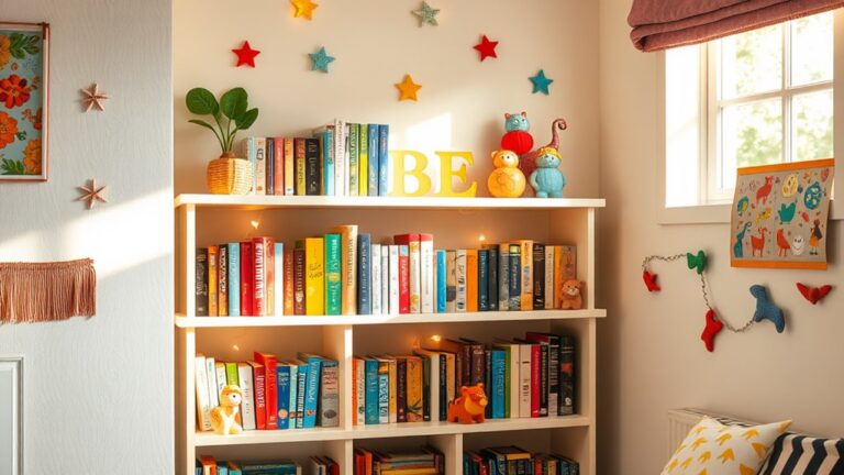 whimsical kids bookshelf decor