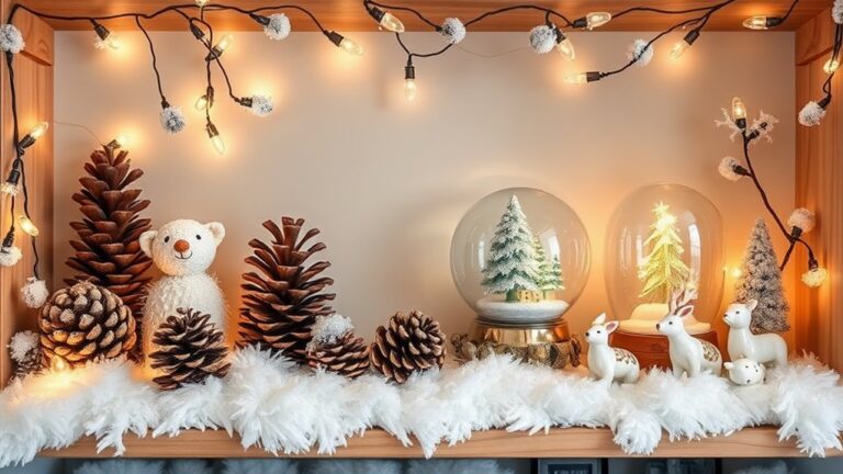 whimsical winter shelf decor