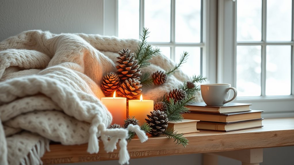 winter bedroom shelf decor