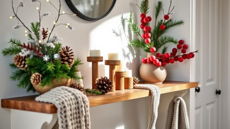 winter hallway shelf decor