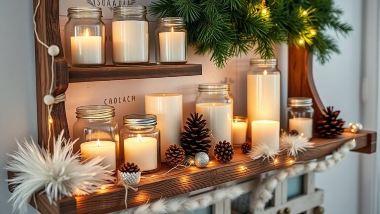 winter shelf candle decor