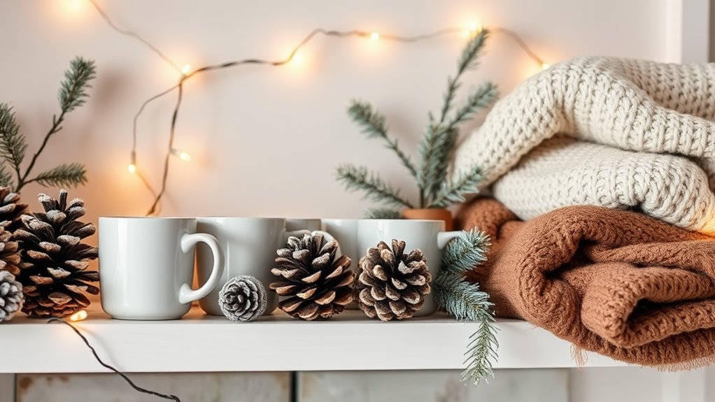 winter themed shelf decorations ideas